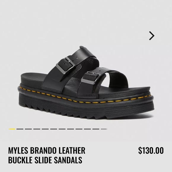 Dr. Martens Myles Brando Leather Buckle Slide Sandals - Picture 12 of 14